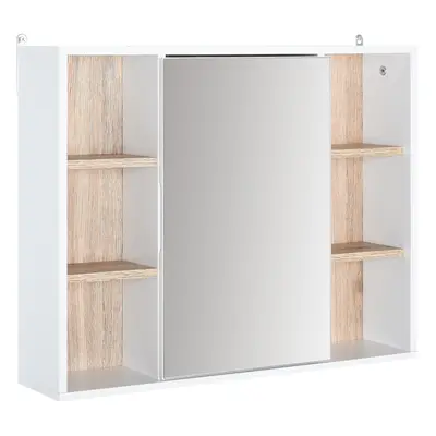 HOMCOM Bathroom Wall Cabinet with Mirror & Adjustable Side Shelves, Space-Saving Design, 1 Inner Shelf, White, 60 x 14.5 x 49.4c