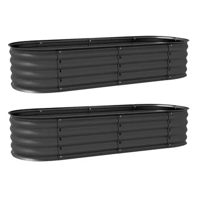 Outsunny Galvanised Raised Garden Bed, Metal Planter Box with Safety Edging, for Flowers, Herbs,