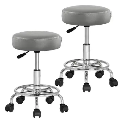 Padded Swivel Stool 2 Pcs. with Chromed Steel Feet 360° Grey