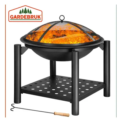 Fire Pit Steel 55cm with Log Storage