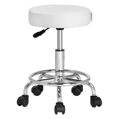 Padded Swivel Stool with Chromed Steel Feet 360° White