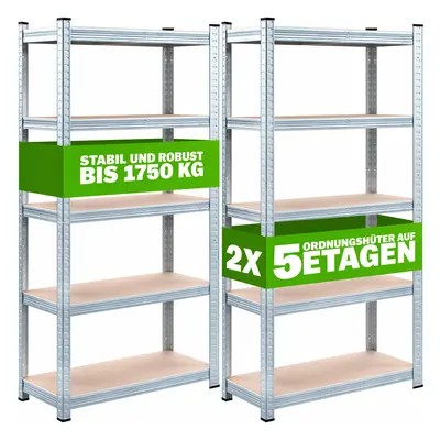 Heavy Duty Shelving 2Pcs Set 180x90x60cm Galvanized 875kg