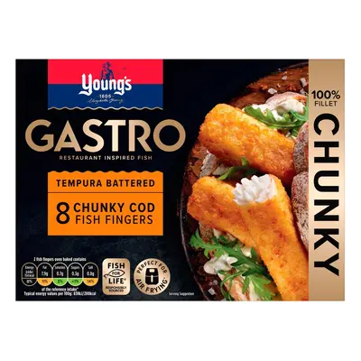 Young's Gastro Tempura Battered 8 Chunky Cod Fish Fingers