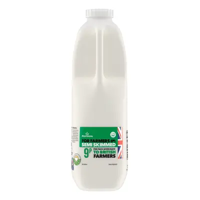 Morrisons For Farmers British Semi Skimmed Milk 2 Pints