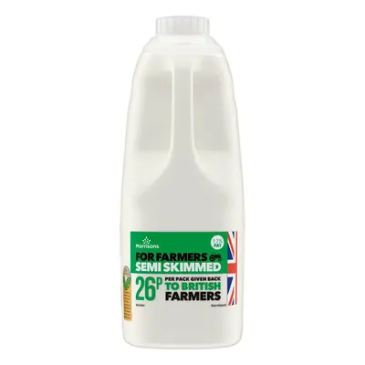 Morrisons For Farmers British Semi Skimmed Milk 6 Pint