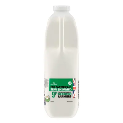 Morrisons For Farmers British Semi Skimmed Milk 2 Pint