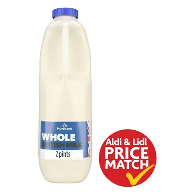 Morrisons British Whole Milk 2 Pint