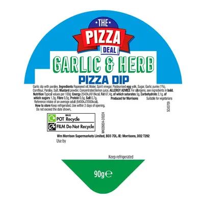 Morrisons The Big Pizza Deal Garlic & Herb Pizza Dip