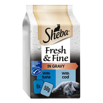 Sheba Fresh & Fine Wet Cat Food Pouches Tuna & Cod in Gravy