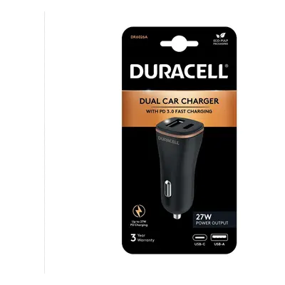 Duracell Usb-C Pd18w & 2.4 Usb-A Smartphone Car Charger DR6026A