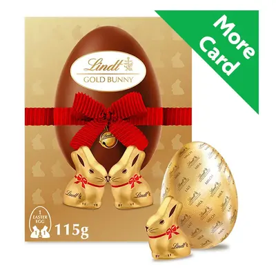Lindt Milk Chocolate Easter Egg With Two Mini Lindt Gold Bunnies 115g