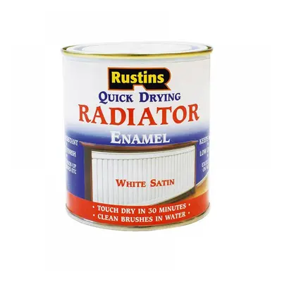 Rustins RADS250 Quick Dry Radiator Enamel Paint Satin White 250Ml