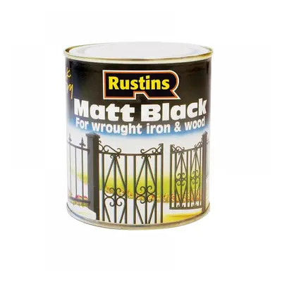 Rustins BLAM500 Matt Black Paint Quick Drying 500Ml