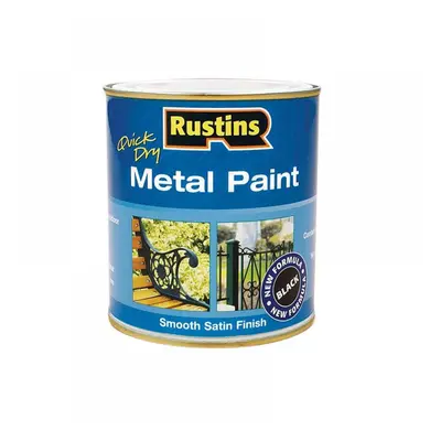 Rustins MPBK1000 Quick Drying Metal Paint Smooth Satin Black 1 Litre