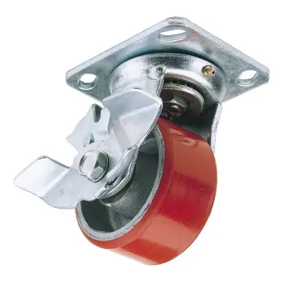 Draper 65527 Swivel Plate Fixing Heavy Duty Polyurethane Wheel With Brake 125Mm Diameter S.w.l. 