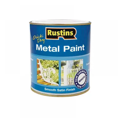 Rustins MPWH500 Quick Dry Metal Paint Smooth Satin White 500Ml