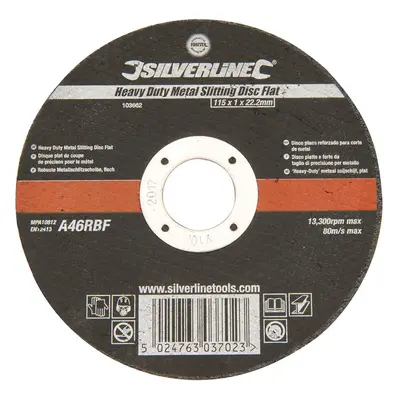 Silverline 103662 Heavy Duty Metal Slitting Disc Flat 115 X 1 X 22.23Mm Each 1