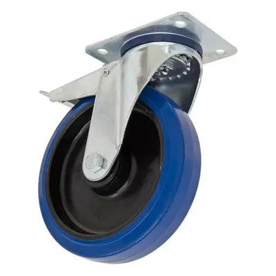 Sealey SCW3100SPLEM Heavy-Duty Blue Elastic Rubber Swivel Castor Wheel With Total Lock Ø100Mm - 