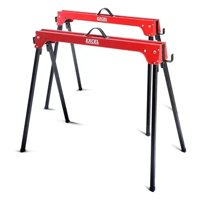 Excel 5157 Heavy Duty Steel Folding Saw Horse 500Kg Capacity (Twin Pack)