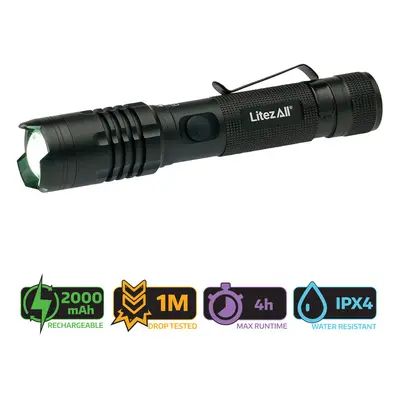 Litezall 22668 Rechargeable Tactical Torch With Power Bank 1000 Lumens