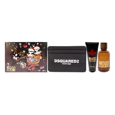 DSquared2 Wood For Him Gift Set 100ml EDT + 100ml Shower Gel + Pouch