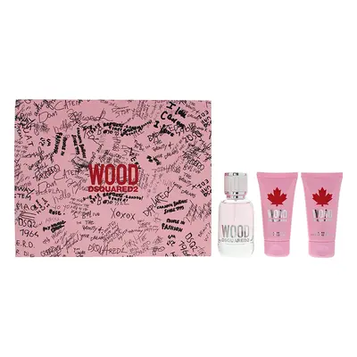 Dsquared2 Wood For Her 3 Piece Gift Set: Eau de Toilette 50ml - Shower Gel 50ml - Body Lotion 50