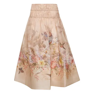 ZIMMERMANN | Ivory linen and silk Drawn Illuminate midi skirt | Women