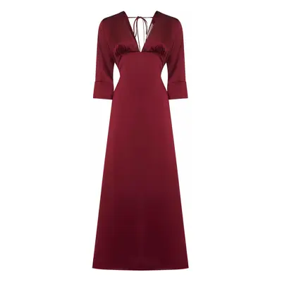 BLANCA VITA | Burgundy satin Albox long dress | Women