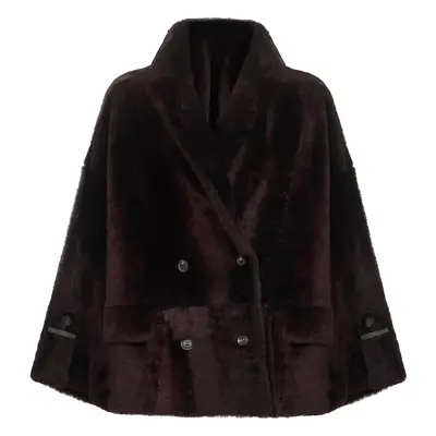 BRUNELLO CUCINELLI | Burgundy nappa leather and fur reversible caban | Women