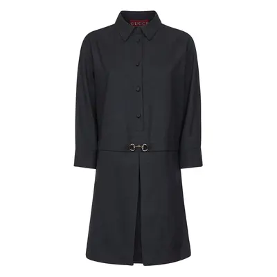 GUCCI | Gray wool shirt dress with Horsebit | Women