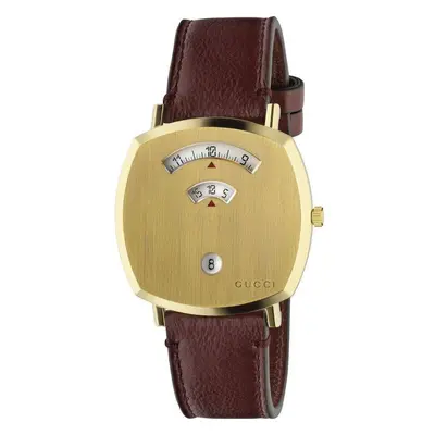 Gucci YA157411 Grip Gold PVD 38mm Leather Strap Unisex Watch