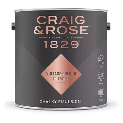 Craig and Rose 1829 Chalky Emulsion Paint, Chinese White 5L, Matt Emulsion , Furniture Paint, Pa