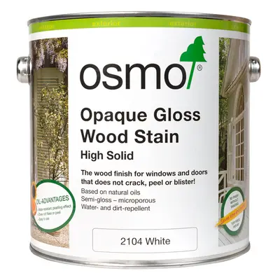 Osmo Opaque Gloss Wood Stain (2104) 2.5L, White Exterior Stain, Stains, Oils, Garden Furniture S