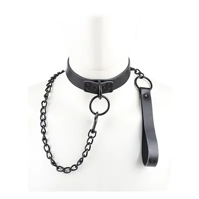 Real Leather Collar &amp; Chain Leash