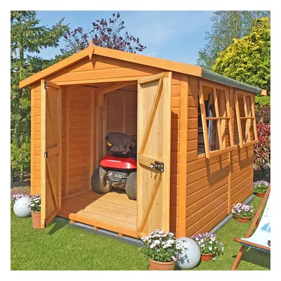 14' x 8' Shire Bison Heavy Duty Double Door Wooden Workshop (4.31m x 2.56m)