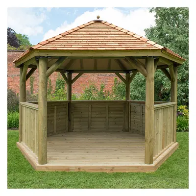 13'x12' (4x3.5m) Luxury Wooden Garden Gazebo with New England Cedar Roof - Seats up to 15 people