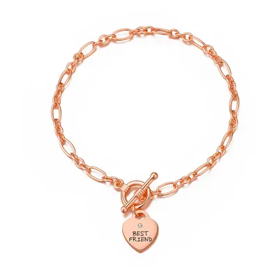 Rose Gold Plated Best Friend Charm Bracelet Created with Zircondia® Crystals