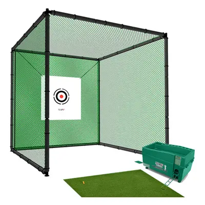 Hillman PGM 2m Heavy Duty Golf Practice Cage Deluxe Practice Mat with Tee And Ball Dispenser Pac