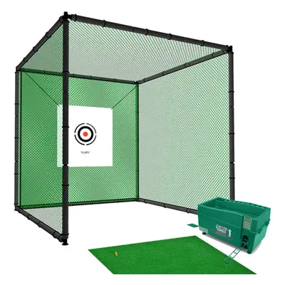 Hillman PGM 2m Heavy Duty Golf Practice Cage Practice Mat with Tee And Ball Dispenser Package