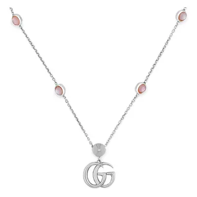 Gucci GG Marmont Sterling Silver Pink Mother of Pearl Necklace D