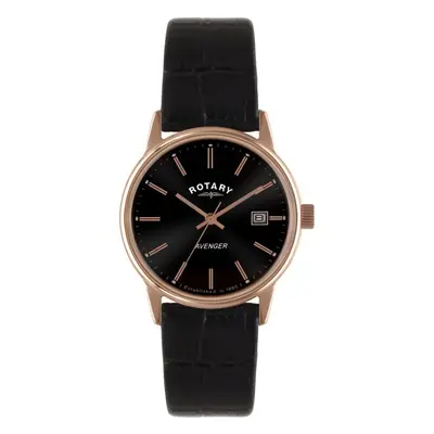 Rotary Watch Avenger Rose Gold Plated Mens - Black