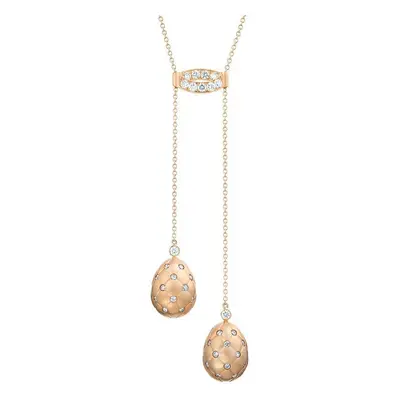 Faberge Treillage Rose Gold Diamond Matt Necklace - Silver