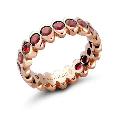 Faberge Colours of Love Cosmic Curve 18ct Rose Gold Ruby Eternity Ring - 54