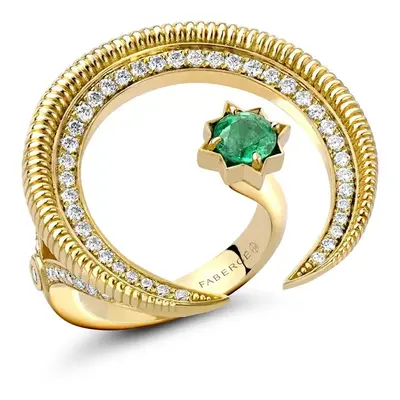 Faberge Colours of Love Hilal 18ct Gold Emerald Diamond Ring - 56