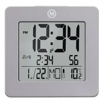 Marathon Clock Digital Desktop Day Date Temperature Alarm & Backlight Graphite Grey - Black