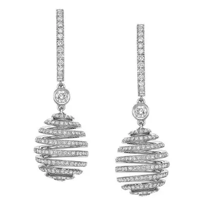 Faberge Essence Spiral 18ct White Gold Diamond Drop Earrings