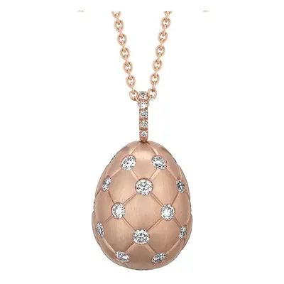 Faberge Treillage 18ct Rose Gold Diamond Matt Pendant - Rose Gold