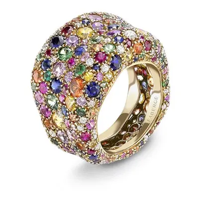 Faberge Emotion 18ct Yellow Gold Multi-Coloured Ring - 54