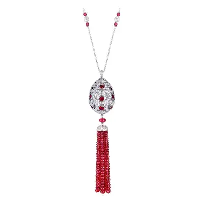 Faberge Imperial Imperatrice Ruby Tassel Pendant - Silver