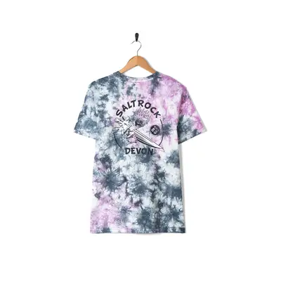 Saltrock Mens Short Sleeve T-Shirt - Tie Dye Pink/Grey - Size: Large